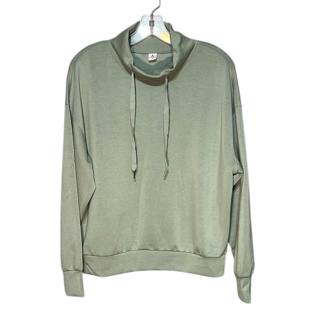 Anrabess Sea Foam Green Lounge Set Small Drawstring Sweatshirt Wide Leg Pants